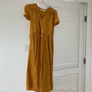 Christy Dawn Mustard Gauze Dawn Dress w/ Pockets and Adjustable Waist - Small